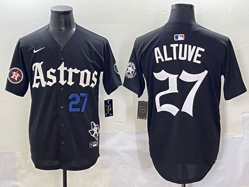 Men 2025 Houston Astros #27 Altuve Black Five generations Joint Name Nike MLB Jersey style 8